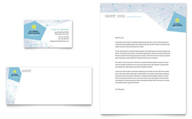 Global Network Services Business Card & Letterhead Template - Word, Publisher, InDesign, Illustrator, Pages, QuarkXPress, CorelDraw