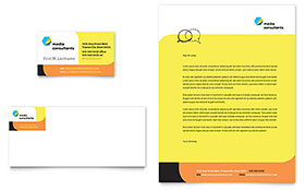 Social Media Consultant Business Card & Letterhead Template - Word, Publisher, InDesign, Illustrator, Pages, QuarkXPress, CorelDraw