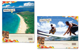 Hawaii Travel Vacation Poster Template - Word, Publisher, InDesign, Illustrator, Pages, QuarkXPress, CorelDraw