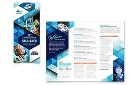 Ocean Aquarium Trifold Brochure Template - Word, Publisher, InDesign, Illustrator, Pages, QuarkXPress, CorelDraw