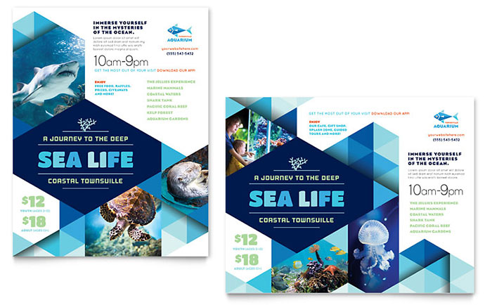 Ocean Aquarium Poster Template - Word, Publisher, InDesign, Illustrator, Pages, QuarkXPress, CorelDraw