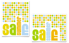 Summer Color Dots Sale Poster Template - Word, Publisher, InDesign, Illustrator, Pages, QuarkXPress, CorelDraw