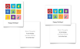 Holiday Icons Greeting Card Template - Word, Publisher, InDesign, Illustrator, Pages, QuarkXPress, CorelDraw