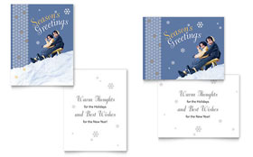 Children Sledding Greeting Card Template - Word, Publisher, InDesign, Illustrator, Pages, QuarkXPress, CorelDraw