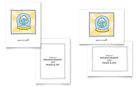 World Snowglobe Greeting Card Template - Word, Publisher, InDesign, Illustrator, Pages, QuarkXPress, CorelDraw