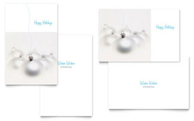 Silver Ornaments Greeting Card Template - Word, Publisher, InDesign, Illustrator, Pages, QuarkXPress, CorelDraw