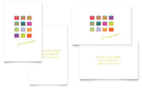 Christmas Presents Greeting Card Template - Word, Publisher, InDesign, Illustrator, Pages, QuarkXPress, CorelDraw