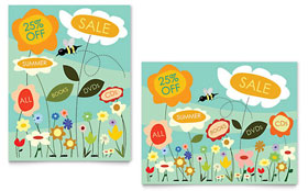 Spring & Summer Flowers Sale Poster Template - Word, Publisher, InDesign, Illustrator, Pages, QuarkXPress, CorelDraw