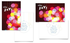 Holiday Lights Greeting Card Template - Word, Publisher, InDesign, Illustrator, Pages, QuarkXPress, CorelDraw