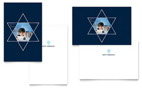 Star of David Greeting Card Template - Word, Publisher, InDesign, Illustrator, Pages, QuarkXPress, CorelDraw