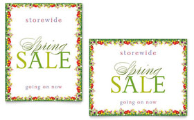 Floral Border Sale Poster Template - Word, Publisher, InDesign, Illustrator, Pages, QuarkXPress, CorelDraw