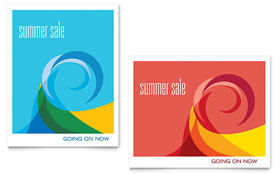 Summer Waves Sale Poster Template - Word, Publisher, InDesign, Illustrator, Pages, QuarkXPress, CorelDraw