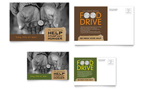 Holiday Food Drive Fundraiser Postcard Template - Word, Publisher, InDesign, Illustrator, Pages, QuarkXPress, CorelDraw