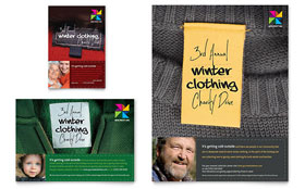 Winter Clothing Drive Flyer & Ad Template - Word, Publisher, InDesign, Illustrator, Pages, QuarkXPress, CorelDraw