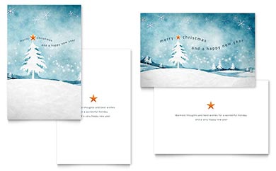Winter Landscape Greeting Card Template - Word, Publisher, InDesign, Illustrator, Pages, QuarkXPress, CorelDraw
