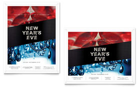New Year's Eve Party Poster Template - Word, Publisher, InDesign, Illustrator, Pages, QuarkXPress, CorelDraw