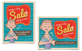 Retro Mother's Day Sale Poster Template - Word, Publisher, InDesign, Illustrator, Pages, QuarkXPress, CorelDraw