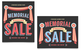 Memorial Day Sale Poster Template - Word, Publisher, InDesign, Illustrator, Pages, QuarkXPress, CorelDraw