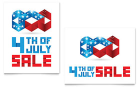 July 4th Patriotic Sale Poster Template - Word, Publisher, InDesign, Illustrator, Pages, QuarkXPress, CorelDraw