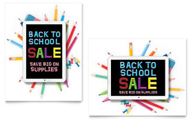 School Supplies Sale Poster Template - Word, Publisher, InDesign, Illustrator, Pages, QuarkXPress, CorelDraw