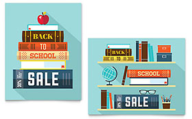 Back to School Books Sale Poster Template - Word, Publisher, InDesign, Illustrator, Pages, QuarkXPress, CorelDraw