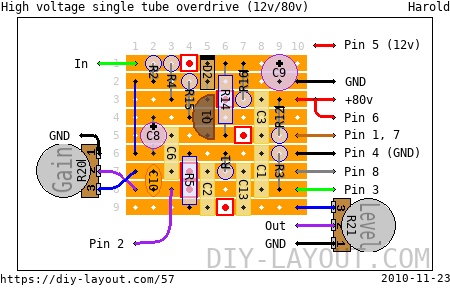 High voltage single tube overdrive (12v/80v)